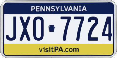 PA license plate JXO7724