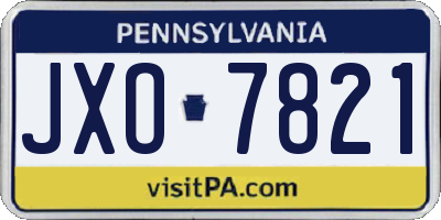 PA license plate JXO7821