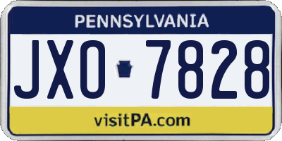 PA license plate JXO7828