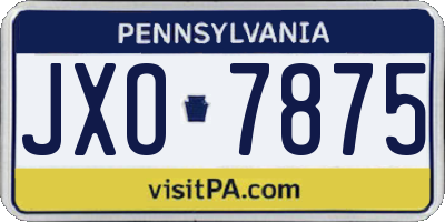 PA license plate JXO7875