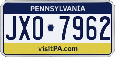 PA license plate JXO7962