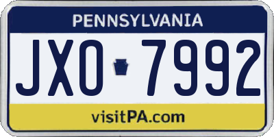 PA license plate JXO7992