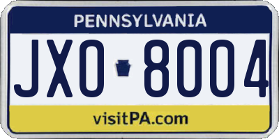 PA license plate JXO8004