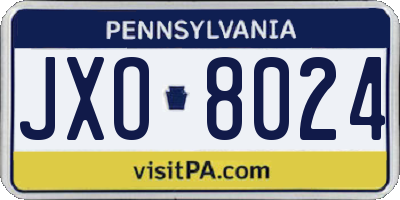 PA license plate JXO8024