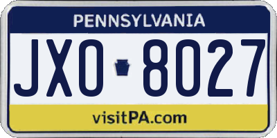 PA license plate JXO8027