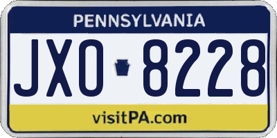 PA license plate JXO8228