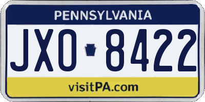 PA license plate JXO8422