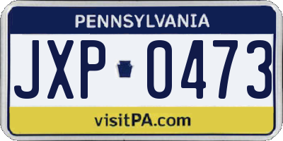 PA license plate JXP0473
