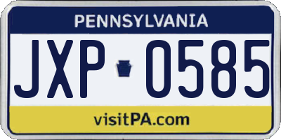 PA license plate JXP0585