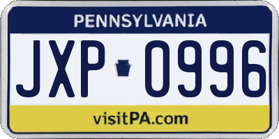 PA license plate JXP0996