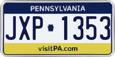 PA license plate JXP1353