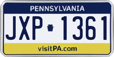 PA license plate JXP1361