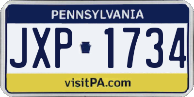 PA license plate JXP1734
