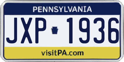 PA license plate JXP1936