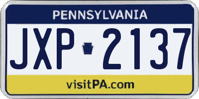 PA license plate JXP2137
