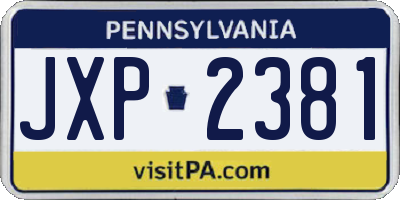 PA license plate JXP2381