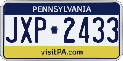 PA license plate JXP2433