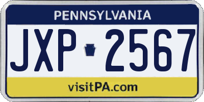 PA license plate JXP2567