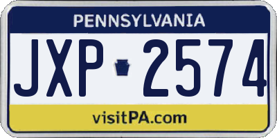 PA license plate JXP2574