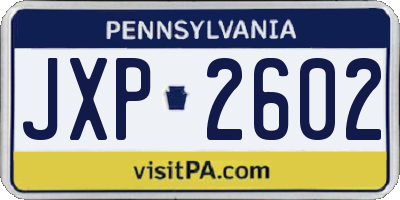 PA license plate JXP2602