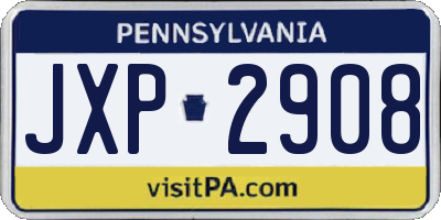 PA license plate JXP2908