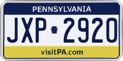 PA license plate JXP2920