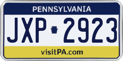 PA license plate JXP2923