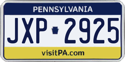 PA license plate JXP2925