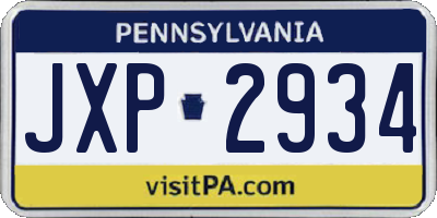 PA license plate JXP2934