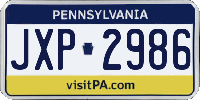PA license plate JXP2986