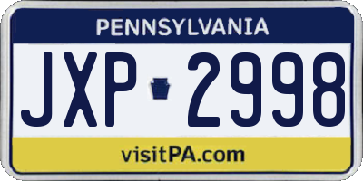 PA license plate JXP2998