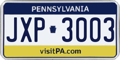 PA license plate JXP3003