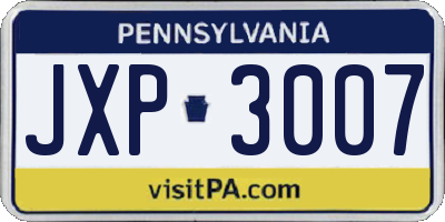 PA license plate JXP3007