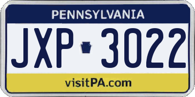 PA license plate JXP3022