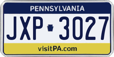 PA license plate JXP3027