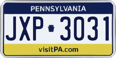 PA license plate JXP3031