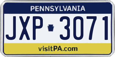 PA license plate JXP3071