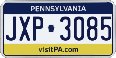 PA license plate JXP3085