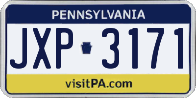 PA license plate JXP3171