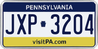 PA license plate JXP3204