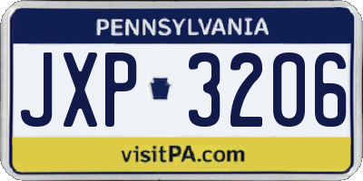 PA license plate JXP3206