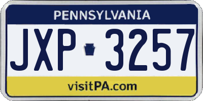 PA license plate JXP3257