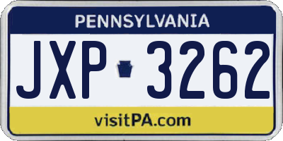 PA license plate JXP3262