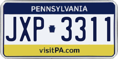 PA license plate JXP3311
