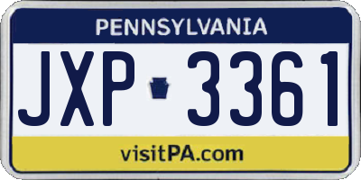 PA license plate JXP3361