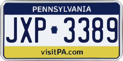 PA license plate JXP3389