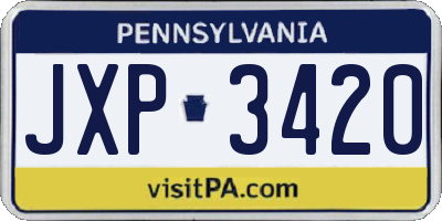 PA license plate JXP3420