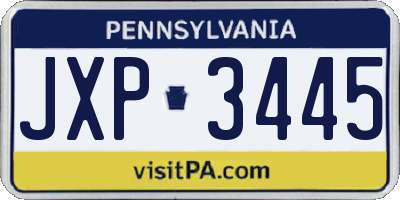PA license plate JXP3445