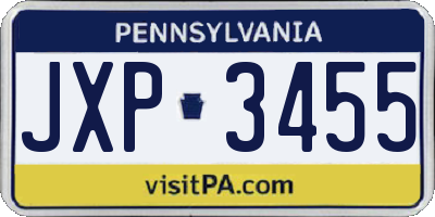 PA license plate JXP3455