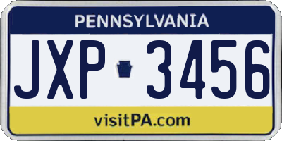 PA license plate JXP3456